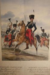 Uniformen Königreich Frankreich  5tes Jäger Regiment zu Pferd. Oberst Trompeter u. Gemeiner in großer Uniform 