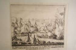 Marine - Seeschlacht  Die Französische Flotte gegen die Englische und Holländische Flotte bei Mallaga 1704 