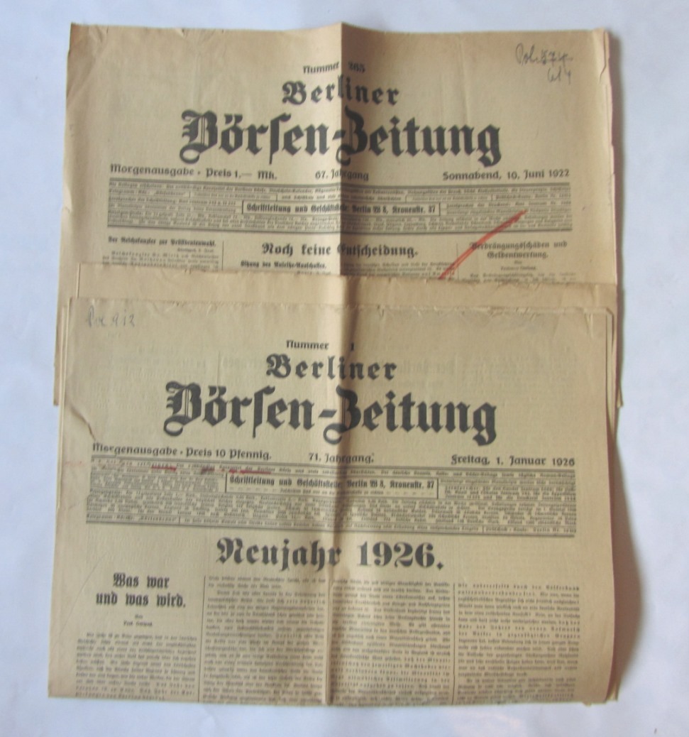   Berliner Börsen-Zeitung. Morgenausgabe. + Kunst Welt Wissen. Unterhaltungs-Beilage. 71.Jg., Nr. 1 vom 1.Jan. 1926 