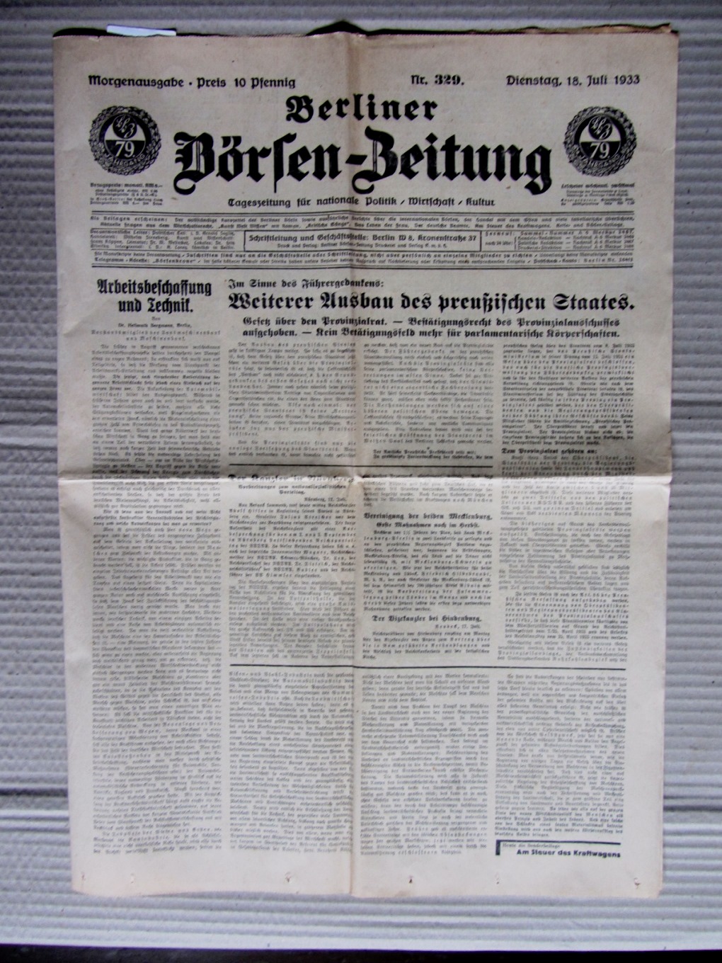   Berliner Börsen-Zeitung. Morgenausgabe. Nr.329 vom 18.Juli. 