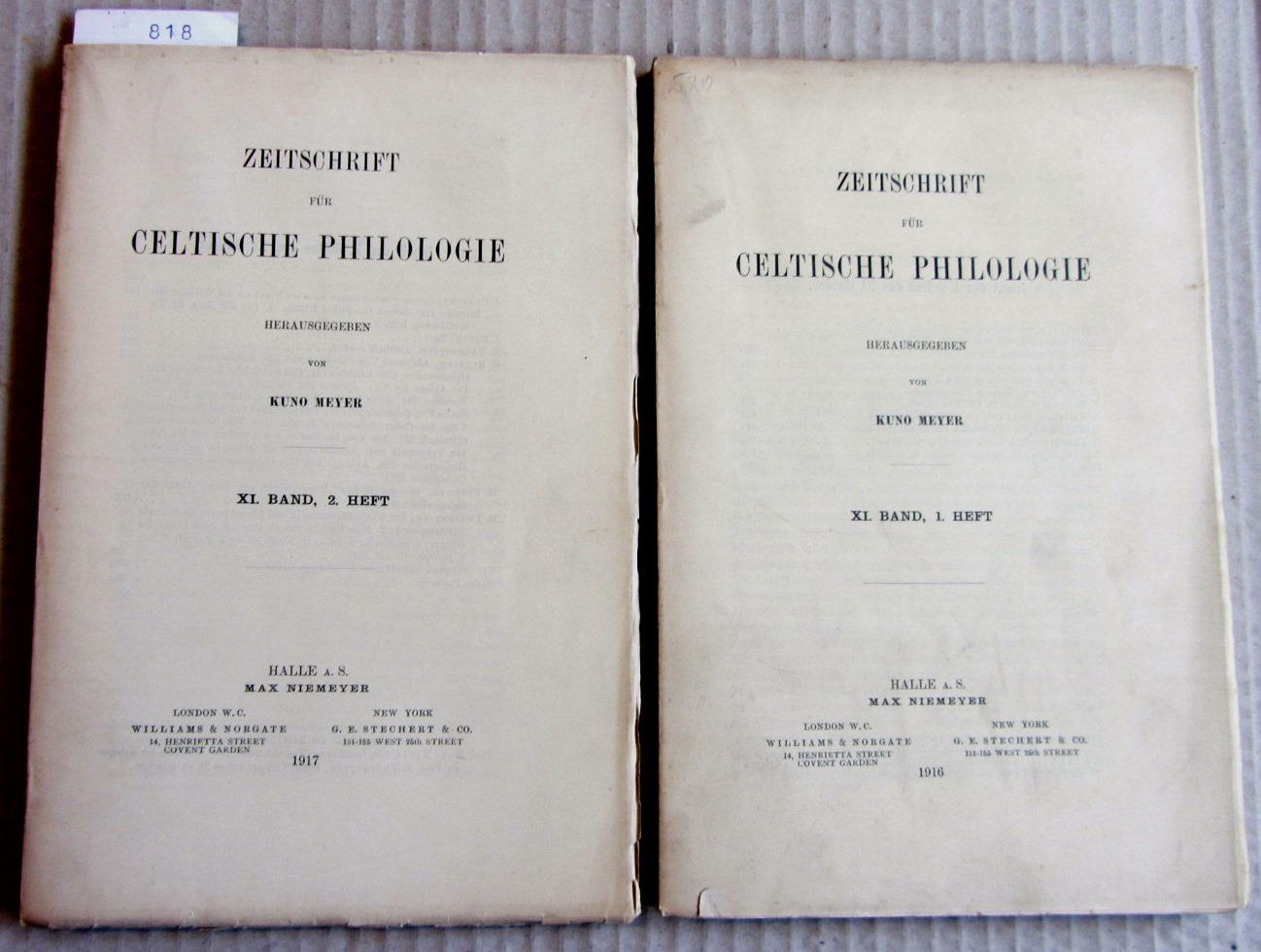 Meyer, Kuno (Hrsg.):  Zeitschrift für Celtische Philologie. 2 Hefte. XI. Band, 1.+2. Heft. 