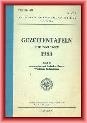 Deutsches Hydrographisches Institut Hamburg (Hrsg.)  Gezeitentafeln fr das Jahr 1983. Band II: Atlantischer und Indischer Ozean. Westkste Sdamerikas. 