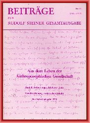 Rudolf Steiner-Nachlassverwaltung (Hrsg.)  Beitrge zur Rudolf Steiner Gesamtausgabe. Heft Nr. 105. Michaeli 1990. 
