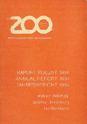 Poznan Zoo, Polen  Jahresbericht (Tierbestand) 1984 