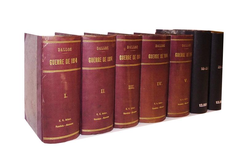 Dalloz  Guerre de 1914. Documents officiels, textes legislatifs et reglementaires. Vol. 1 - 24 en 7 volumes. 