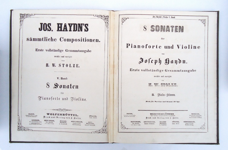 Haydn, Joseph  8 Sonaten für Pianoforte und Violine. Revidirt und corrigirt von H. W. Stolze. 