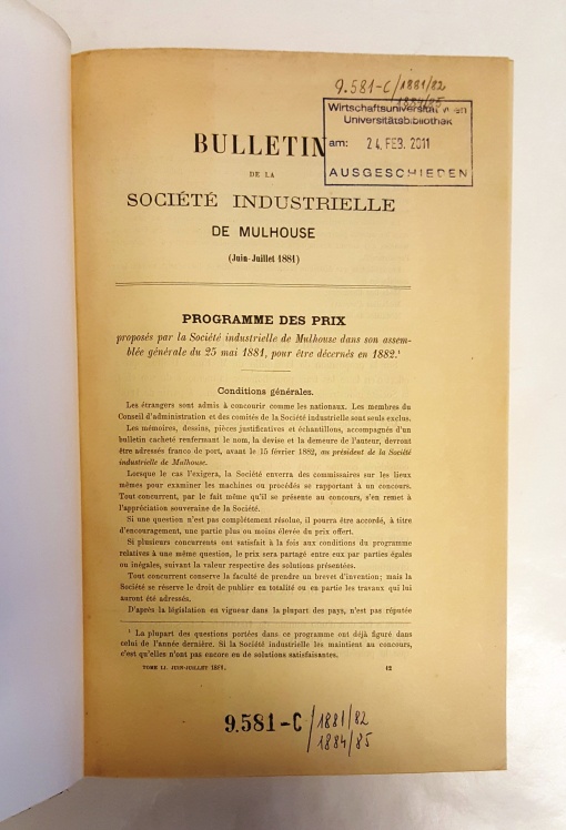 Mülhausen (Elsass) -  Bulletin de la Société Industrielle de Mulhouse. 7 numéros dans 1 tome. 