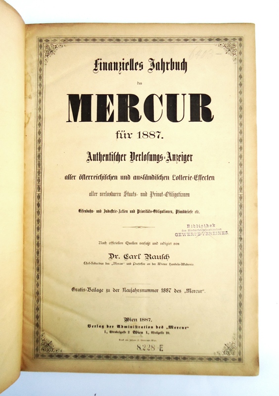 Rausch, Carl  Finanzielles Jahrbuch des MERCUR für 1887. 