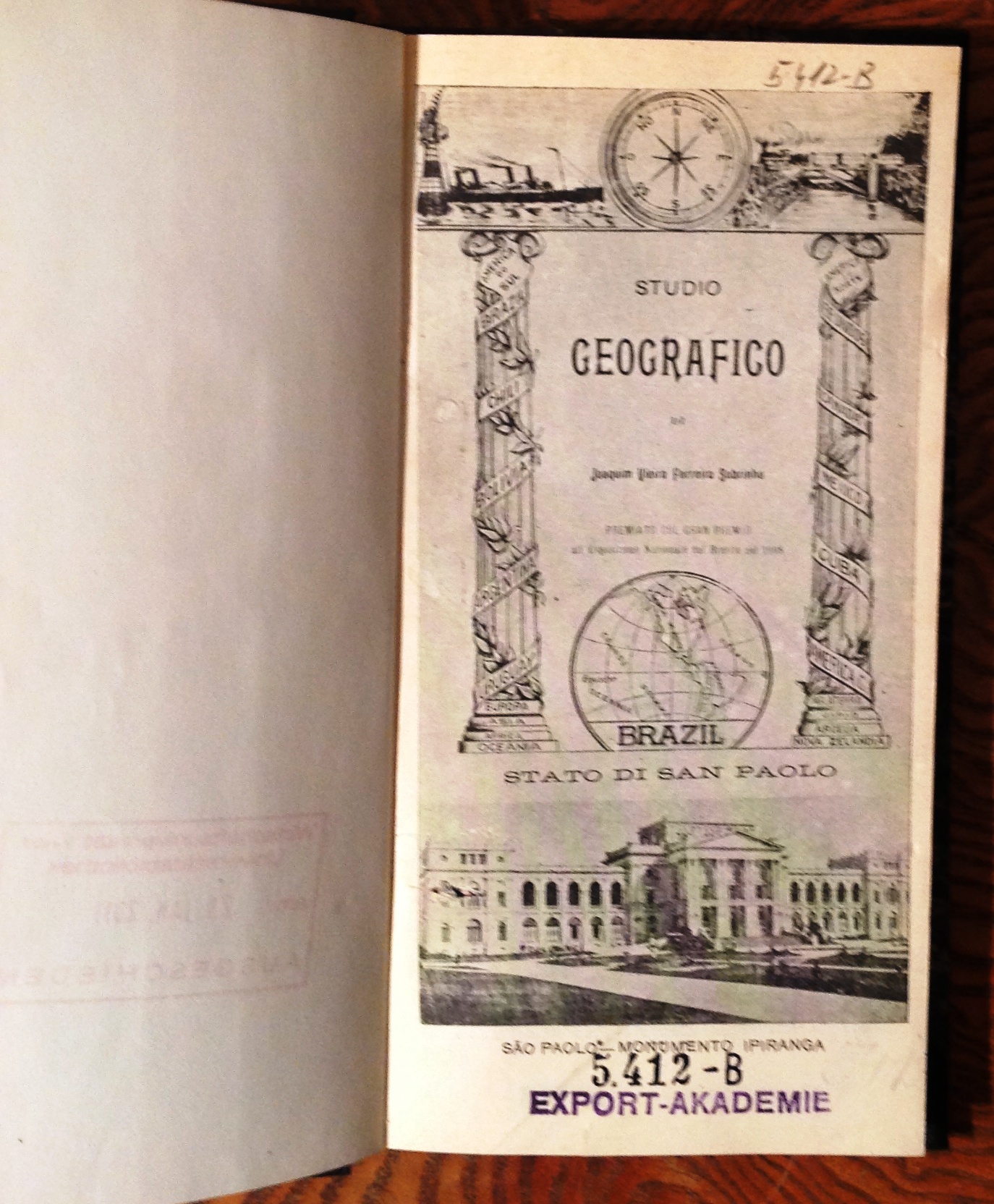 Vieira Ferreira Sobrinho, Joaquim  Studio Geografico. Premiato col gran premio all Exposizione Nazionale del Brasile nel 1908. 