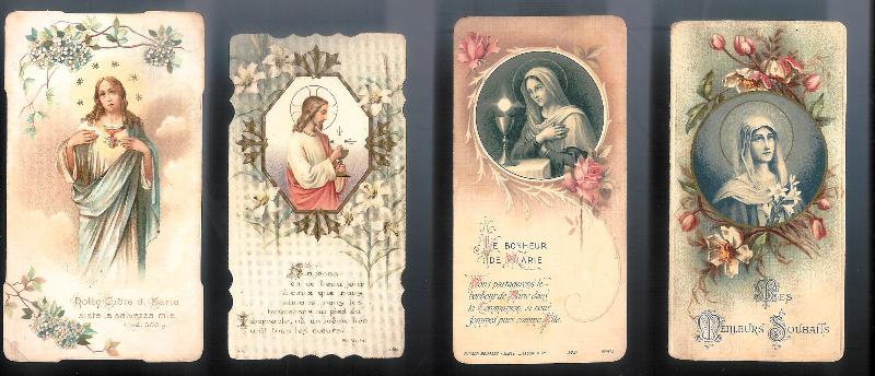 Andachtsbildchen  4 Heiligenbilder, Frankreich um 1900. 