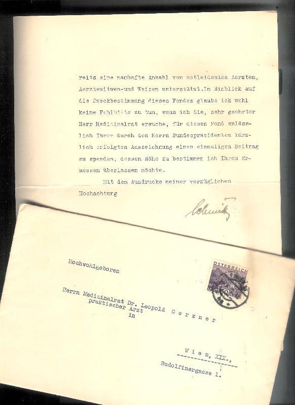 Schmitz, Richard  Maschinengeschriebener Brief mit eigenhändiger Unterschrift von Richard Schmitz. 