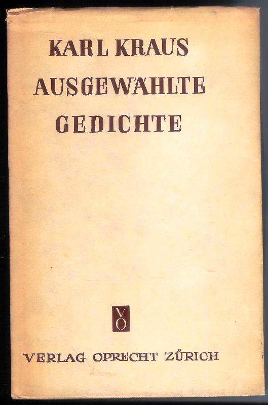 Kraus, Karl  Ausgewählte Gedichte. 