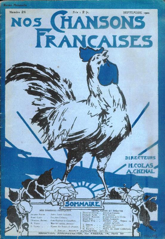 Colas, Henri (Ed.); Chenal, Andre (Ed.)  Nos Chansons Francaises. Numéro 24, Septembre 1922. 