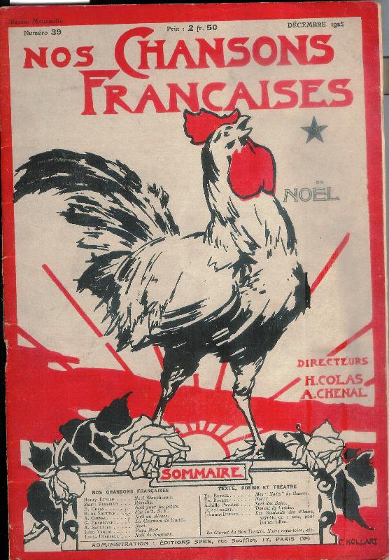 Colas, Henri (Ed.); Chenal, Andre (Ed.)  Nos Chansons Francaises. Numéro 39, Decembre 1923. 