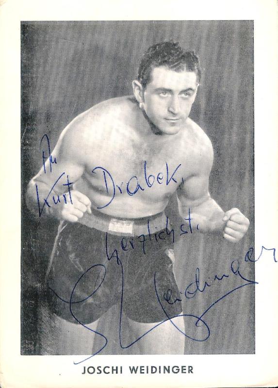 Boxen - Weidinger, Joschi (d.i. Josef Weidinger)  Eigenhändig signierte Fotokarte des Europameisters im Schwergewicht. 