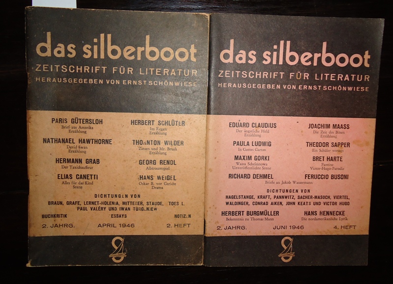 Schönwiese, Ernst (Hg.)  das silberboot. Zeitschrift für Literatur. 2. Jg. April und Juni 1946. Heft 2 und 4. 