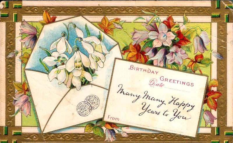 Greeting Card / Glückwunschkarte  Birthday Greetings 1911. 