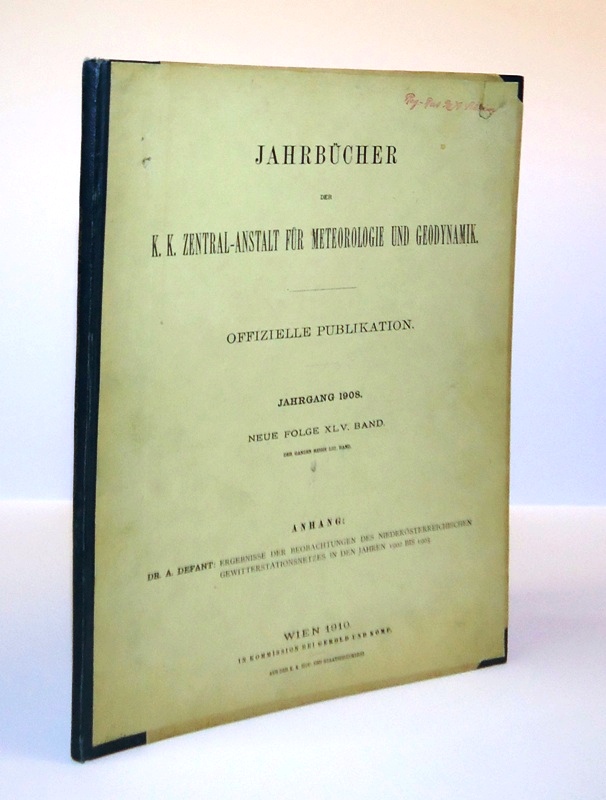 Defant, A.  Ergebnisse der Beobachtungen des niederösterreichischen Gewitterstationsnetzes in den Jahren 1902-1905. 