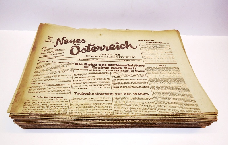 Neues Österreich. Organ der demokratischen Einigung.  91 Originalhefte. 1. und 2. Jahrgang (30. Oktober 1945 - 23. Mai 1946). 