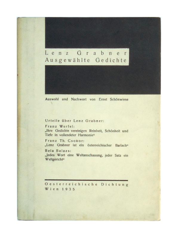Grabner, Lenz  Signiertes und numeriertes Exemplar - Ausgewählte Gedichte. 