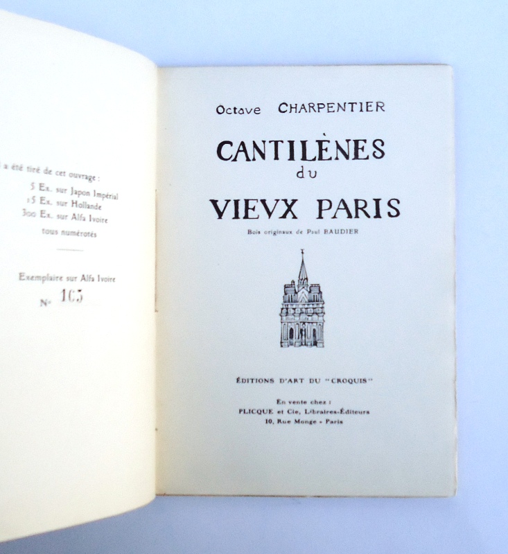 Paris - Charpentier, Octave  Cantilènes du vieux Paris. 