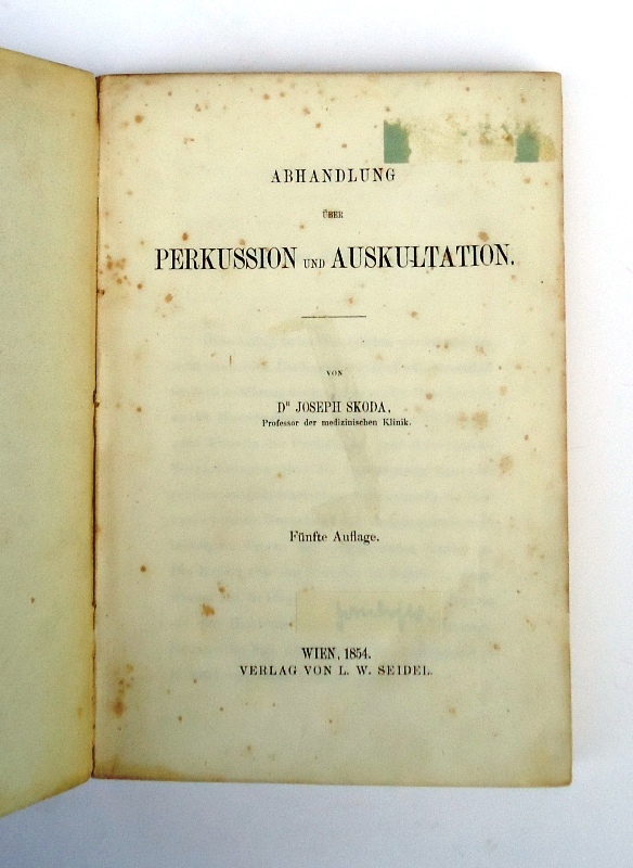 Skoda, Joseph  Abhandlung über Perkussion und Auskultation. 5. Auflage. 