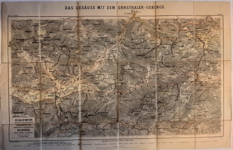 Landkarte -  Das Gesäuse mit den Ennsthaler-Gebirge. Blatt Ia. Massstab 1 : 50.000. 