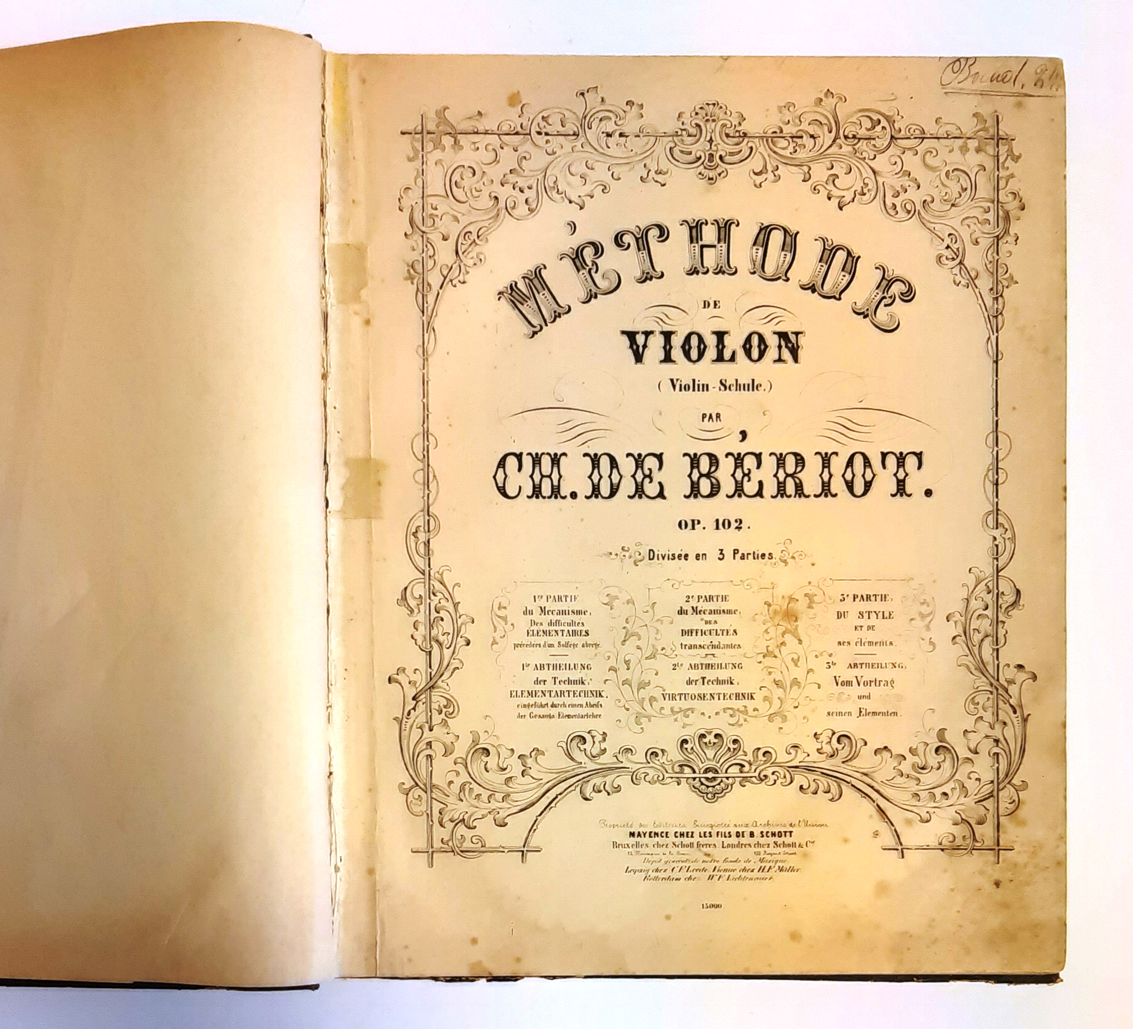 Beriot, Ch. De  Mèthode de Violon (Violin-Schule). Op. 102. Deuxième partie. Zweiter Teil. 