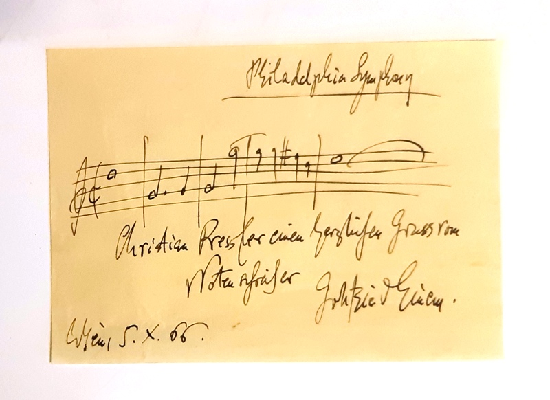 AUTOGRAPH - Einem, Gottfried von  Signierter Brief mit Notenzeile. 