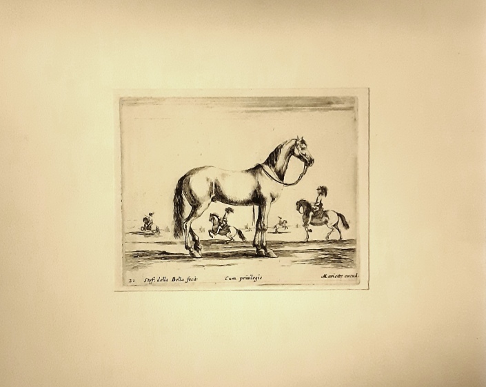 Pferd - della Bella, Stefano  Radierung: Pferde. Aus der Serie: Diversi Animali. Nr. 21. 