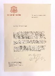 Innitzer, Theodor Kardinal  Maschinengeschriebener Brief mit eigenhndiger Unterschrift von Erzbischof Theodor Kardinal Innitzer vom 14. XI. 1942. 