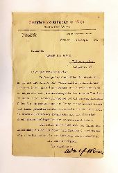 Weisse, Adolf  Maschinengeschr. Brief an Kthe Ehren mit Unterschrift vom 15. IX. 1914. 