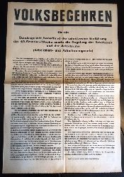 Volksbegehren 1969 -  Doppelblatt zum Volksbegehren fr eine 40-Stunden-Woche in sterreich aus dem Jahre 1969. Vermutlich Beilage zur Arbeiter-Zeitung. 