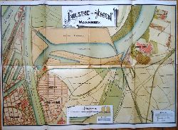 Hafen Mannheim -  Farblithographierte Karte des Industrie-Hafen Mannheim. Stand vom Jahre 1898. Mastab 1:5000. Stdtisches Tiefbauamt Mannheim. 