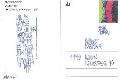 Watzl, Anton  Knstlerisch gestaltete und eigenhndig beschriebene Postkarte. 