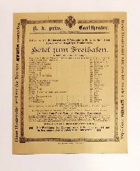 K. K. priv. Carltheater  Theaterzettel "Hotel zum Freihafen. (Lhotel du Libre Echange). Schwank in 3 Akten von George Feydeau. 