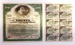 Russiche Anleihe 1917  Russia 200 Rubles Bond +10 coupons. 