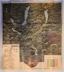 Landkarte -  Salzkammergut Relief-Touristenkarte 1 : 100.000. Herausgegeben vom Verbande der Dampfschiffahrt-Unternehmungen. 