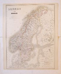 Schweden, Norwegen.- Landkarte  Schweden und Norwegen. 