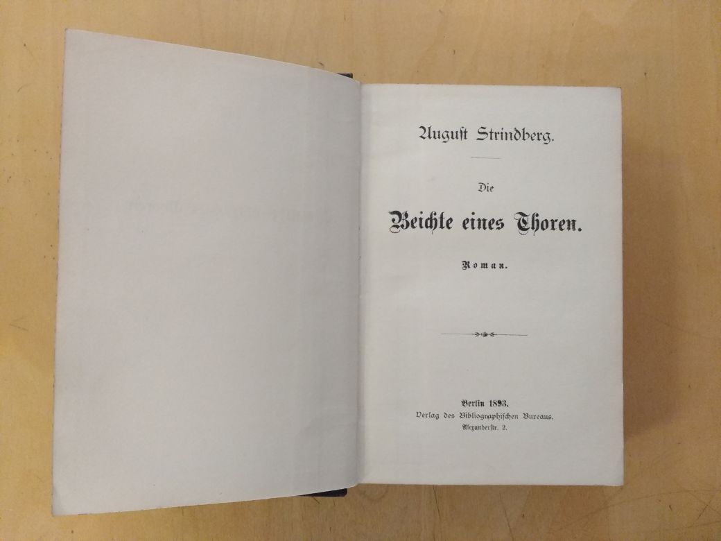 Strindberg, August:  Die Beichte eines Thoren. 