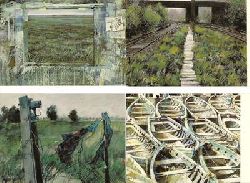 LOUIS (Louis G. N. Busman)  4 Gemlde - Postkarten : Arbeitsfeld fr ein Landvermesser (1981) / Gst VIII (1990) / Westkreuz V (1989) /Essaouira I (1989) 