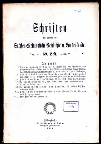   Schriften des Vereins für Sachsen-Meiningische Geschichte und Landeskunde. H. 69. 