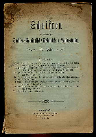   Schriften des Vereins für Sachsen-Meiningische Geschichte und Landeskunde. H. 63. 