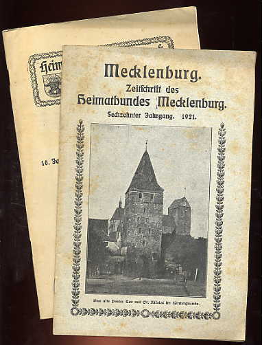   Mecklenburg. Zeitschrift des Heimatbundes Mecklenburg. 16. Jg. in 2 Heften. 