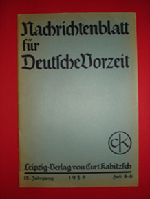 Jahn, Marin (Hrsg.):  Nachrichtenblatt für Deutsche Vorzeit Jg. 12 (nur) Heft 8-9. 