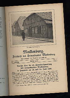   Mecklenburg. Zeitschrift des Heimatbundes Mecklenburg. 25. Jg. (nur) Heft 3. 