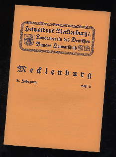   Mecklenburg. Zeitschrift des Heimatbundes Mecklenburg. 31. Jg. (nur) Heft 2. 