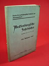 Strecker, Werner (Hrsg.):  Mecklenburgische Jahrbücher Jg. 104, 1940. 
