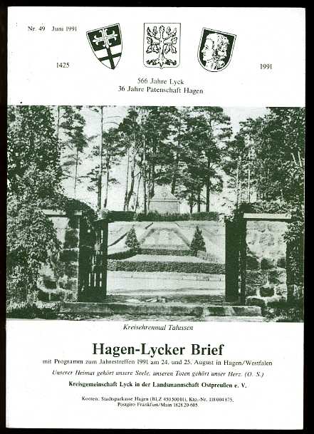   Hagen-Lycker Brief 49 mit Programm zum Jahrestreffen 1991. 