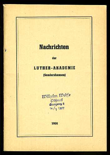 Hermann, Rudolf (Hrsg.):  Nachrichten der Luther-Akademie. Östliches deutsches Kirchengebiet. 
